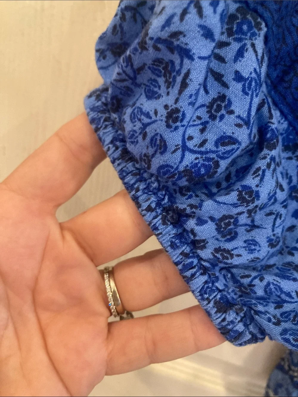 Old Navy Blue Floral Boho Peasant Top